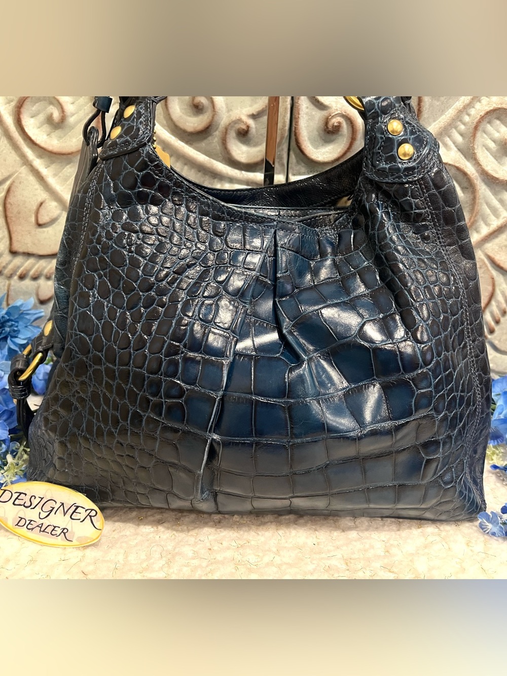 COACH Madison Maggie Blue Croc Embossed Leather Shoulder bag 14325 RARE! - Picture 7 of 12